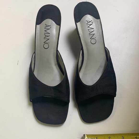 Raw silk heeled mules sz 10 - Picture 2 of 3